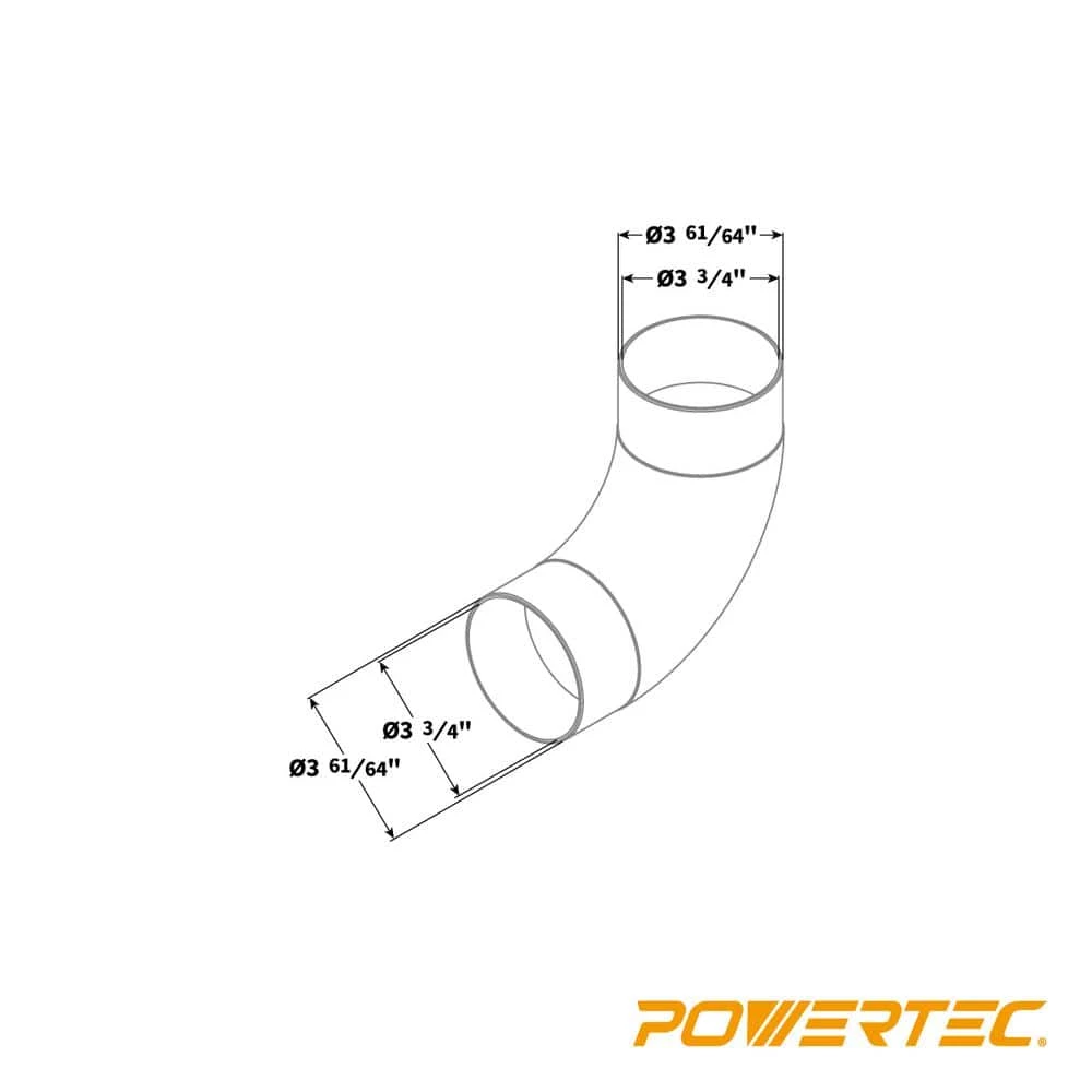 POWERTEC 4 in. Elbow Dust Hose Connector 6 POWERTEC 4 in. Elbow Dust Hose Connector - Image 4