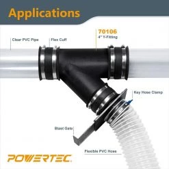 POWERTEC 4 in. Y-Fitting Dust Hose Connector -Cheap POWERTEC Store powertec air tool fittings 70106 4f 1000