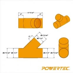 POWERTEC 4 in. Y-Fitting Dust Hose Connector -Cheap POWERTEC Store powertec air tool fittings 70106 fa 1000