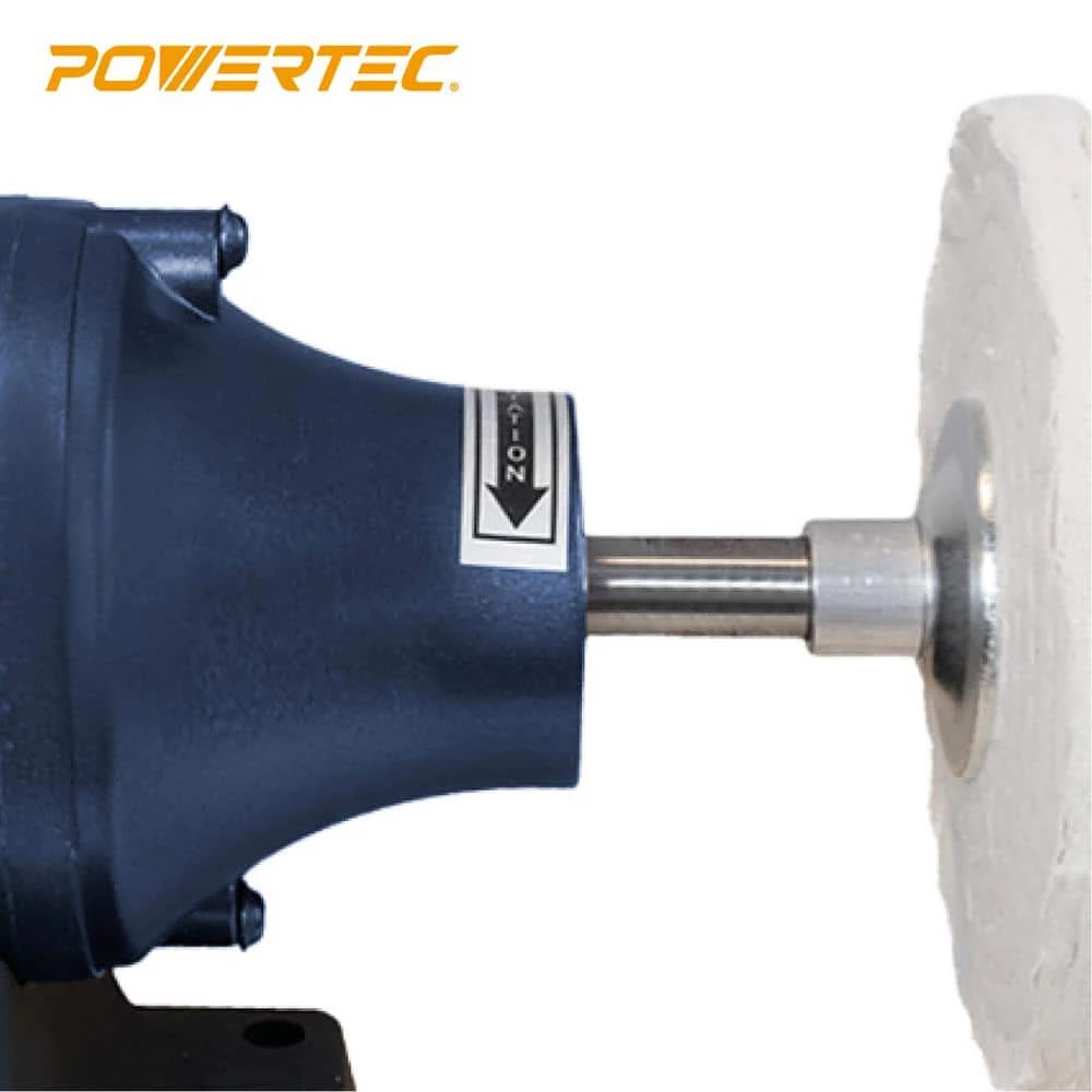 POWERTEC 6 in. Heavy-Duty Bench Buffer with 2 Extra Thick Spiral Sewn Buffing Wheels 4 POWERTEC 6 in. Heavy-Duty Bench Buffer with 2 Extra Thick Spiral Sewn Buffing Wheels - Image 2