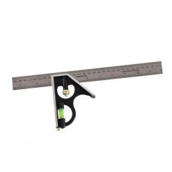 POWERTEC 12 in. Combination Square Tool Etched Stainless Steel Blade with Metric Graduated Scale