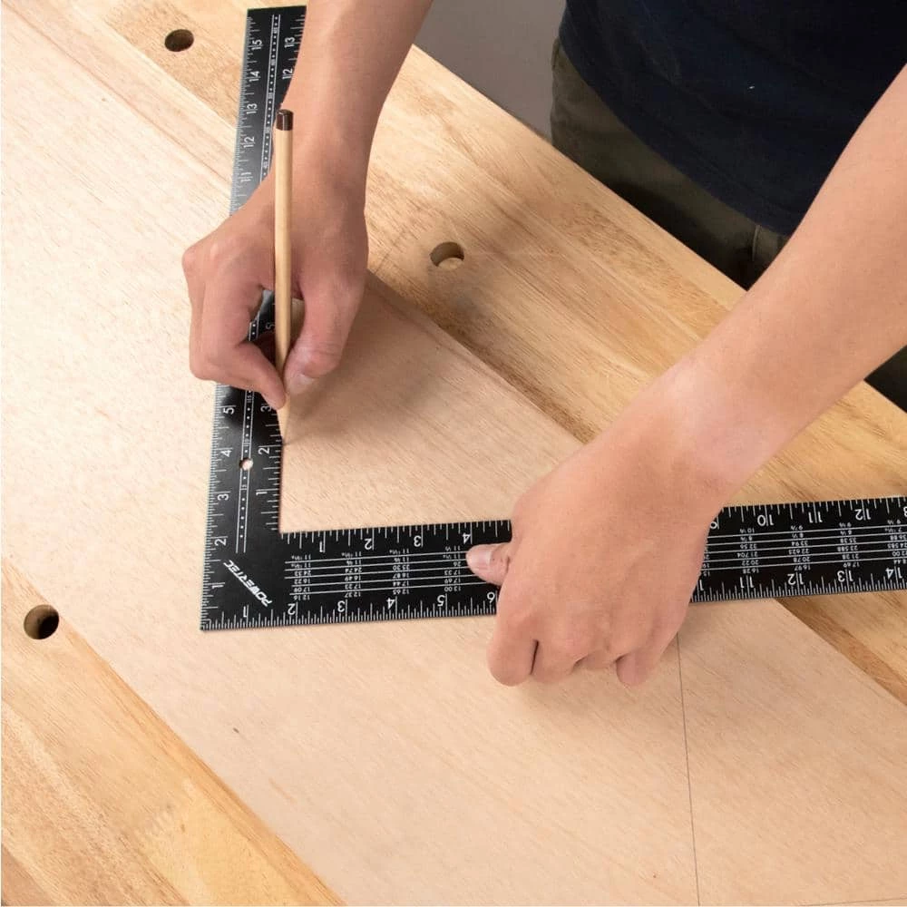 POWERTEC 24 in. x 16 in. Steel L Shaped Framing Square with Rafter Tables Standard and Metric Index Precision Measurement 4 POWERTEC 24 in. x 16 in. Steel L Shaped Framing Square with Rafter Tables Standard and Metric Index Precision Measurement - Image 2