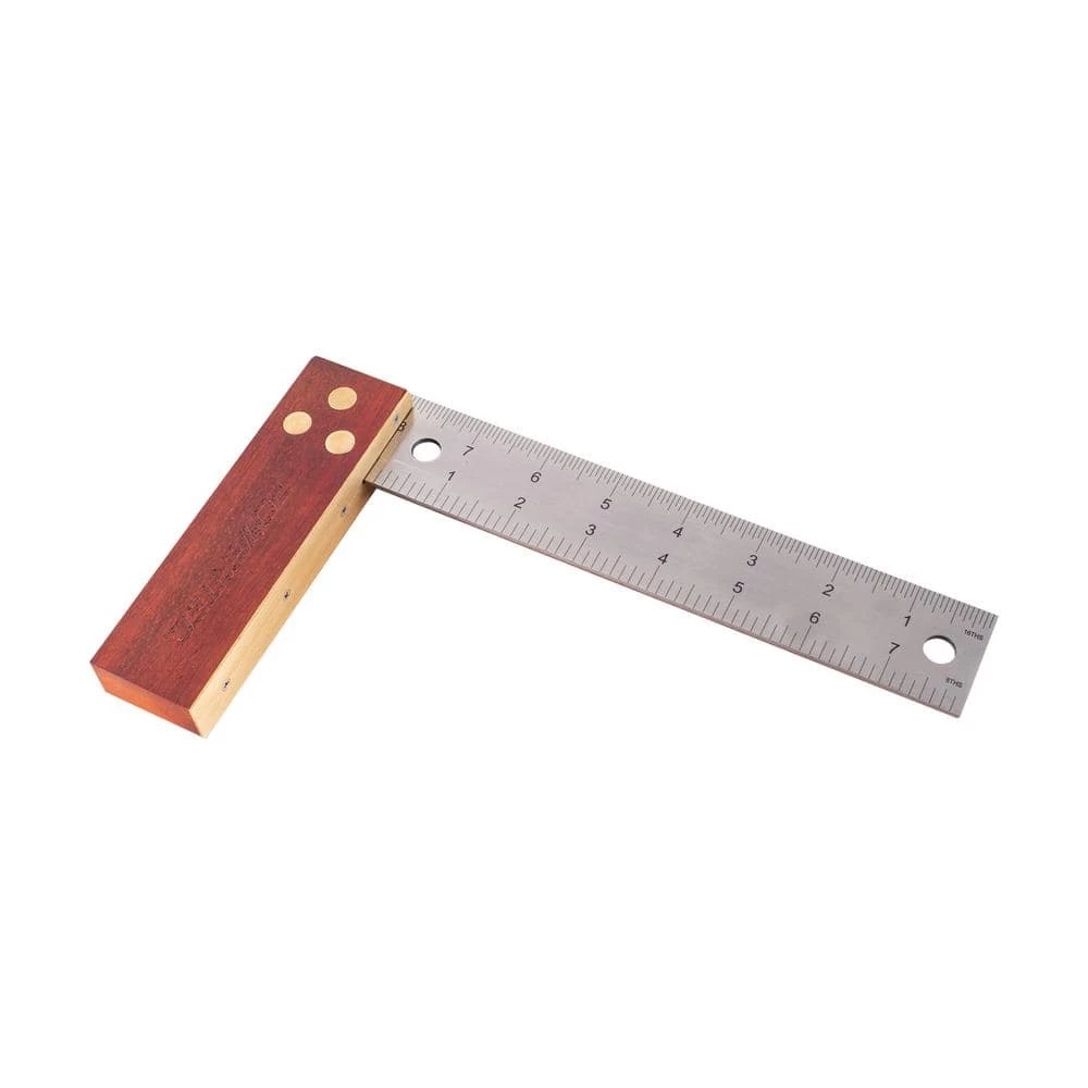 POWERTEC 8 in. Try Square with Brass Bound Hardwood Handle and Stainless Steel Ruler 3 POWERTEC 8 in. Try Square with Brass Bound Hardwood Handle and Stainless Steel Ruler
