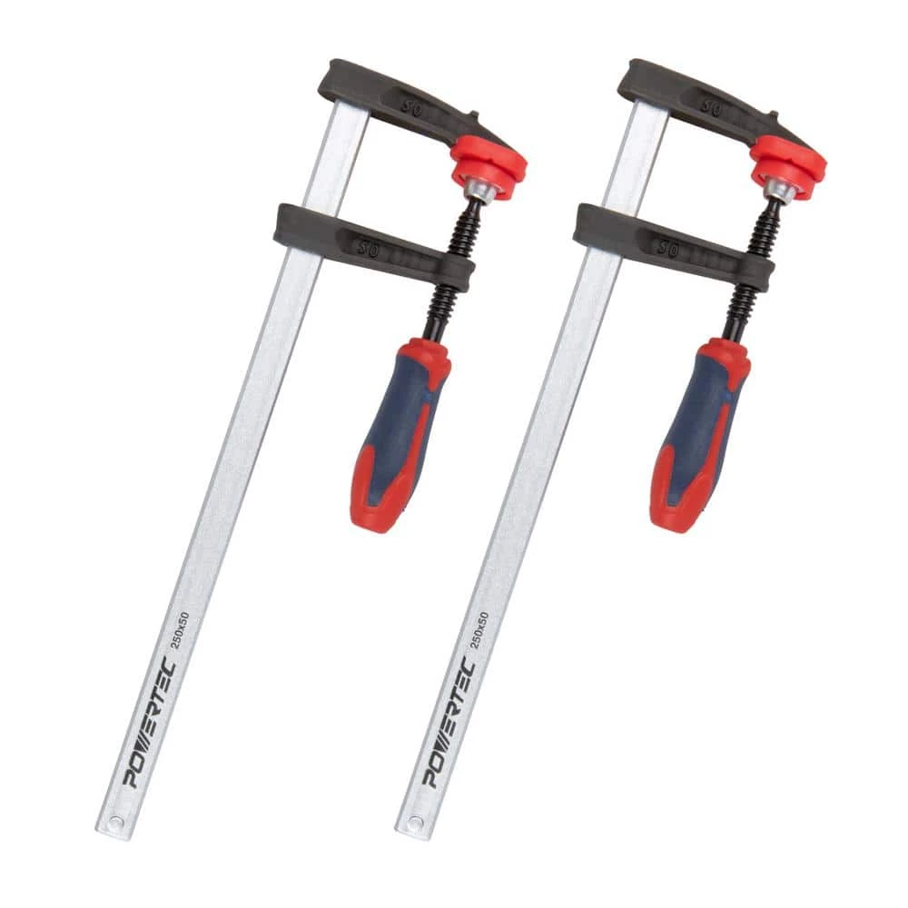 POWERTEC 10 in. 330 lbs. Capacity load F Clamp Heavy-Duty F Style Bar Clamps for Woodworking (2-Pack) 3 POWERTEC 10 in. 330 lbs. Capacity load F Clamp Heavy-Duty F Style Bar Clamps for Woodworking (2-Pack)