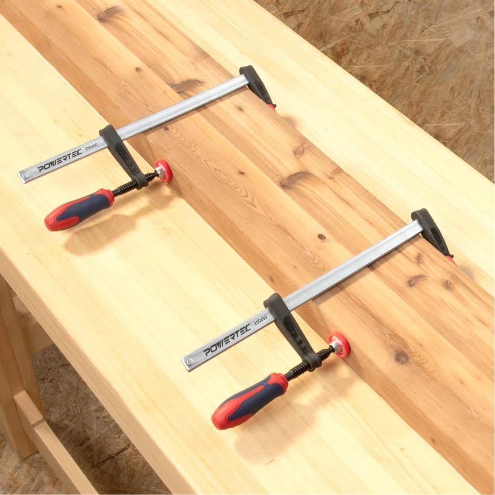 POWERTEC 10 in. 330 lbs. Capacity load F Clamp Heavy-Duty F Style Bar Clamps for Woodworking (2-Pack) 9 POWERTEC 10 in. 330 lbs. Capacity load F Clamp Heavy-Duty F Style Bar Clamps for Woodworking (2-Pack) - Image 7
