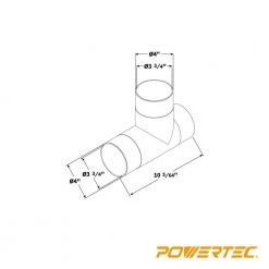POWERTEC 4 in. T-Fitting Dust Hose Connector -Cheap POWERTEC Store powertec compressor accessories 70107 4f 1000