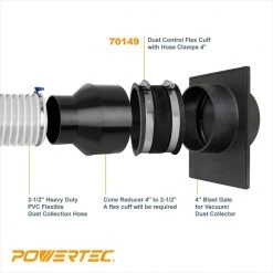 POWERTEC 4 in. Dust Control Flex Cuff with Hose Clamps -Cheap POWERTEC Store powertec compressor accessories 70149 44 1000