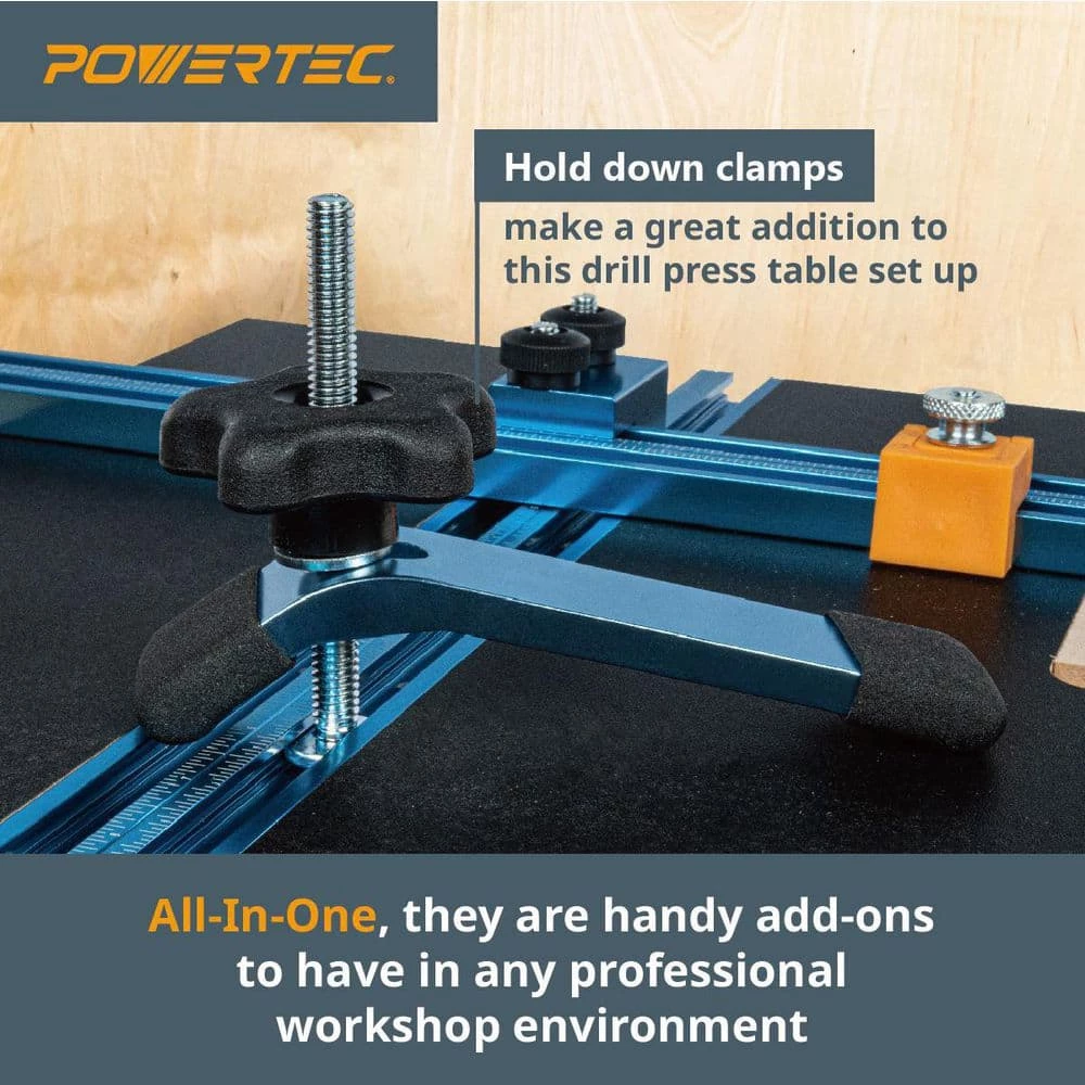 POWERTEC Drill Press Table Set-Up Kit with Fence, Hold Down Clamps and Installation Hardware For 12 in. Drill Presses or Larger 8 POWERTEC Drill Press Table Set-Up Kit with Fence, Hold Down Clamps and Installation Hardware For 12 in. Drill Presses or Larger - Image 6