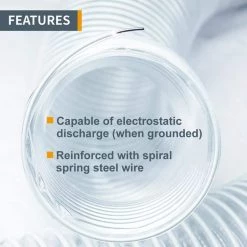 POWERTEC 2-1/2 in. x 10 ft. Flexible PVC Dust Collection Hose, Clear Color -Cheap POWERTEC Store powertec dust collector accessories 70129 1f 1000