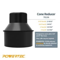 POWERTEC 4 in. x 2-1/2 in. Hose Cone Reducer (3-Pack) -Cheap POWERTEC Store powertec dust collector accessories 70136 p3 1f 1000