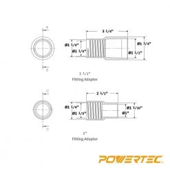 POWERTEC Dust Collection Hose with Fittings Plus 2 Reducers -Cheap POWERTEC Store powertec dust collector accessories 70175 fa 1000