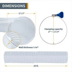 POWERTEC 2-1/2 in. x 10 ft. Clear Flexible PVC Dust Collection Hose with 2 Key Hose Clamps 13 POWERTEC 2-1/2 in. x 10 ft. Clear Flexible PVC Dust Collection Hose with 2 Key Hose Clamps -Cheap POWERTEC Store powertec dust collector accessories 70241 66 1000