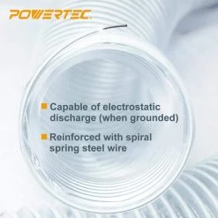 POWERTEC 2-1/2 in. x 10 ft. Clear Flexible PVC Dust Collection Hose with 2 Key Hose Clamps 18 POWERTEC 2-1/2 in. x 10 ft. Clear Flexible PVC Dust Collection Hose with 2 Key Hose Clamps -Cheap POWERTEC Store powertec dust collector accessories 70241 fa 1000