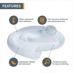 POWERTEC 5 in. x 20 ft. Clear View Heavy Duty Flexible PVC Dust Collection Hose -Cheap POWERTEC Store powertec dust collector accessories 70266 c3 1000