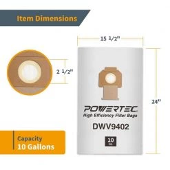 POWERTEC Fleece Bag for DeWalt DWV012 Dust Extractors (5-Pack) -Cheap POWERTEC Store powertec dust collector accessories 75029 4f 1000