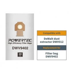POWERTEC Fleece Bag for DeWalt DWV012 Dust Extractors (5-Pack) -Cheap POWERTEC Store powertec dust collector accessories 75029 c3 1000