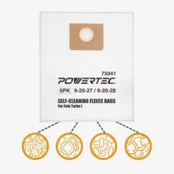 POWERTEC Fleece Bag Replacement for Fein Turbo I or II (Models 9-20-27, 9-20-28) (5-Pack) -Cheap POWERTEC Store powertec dust collector accessories 75041 1f 1000