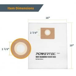 POWERTEC Fleece Bag Replacement for Fein Turbo I or II (Models 9-20-27, 9-20-28) (5-Pack) -Cheap POWERTEC Store powertec dust collector accessories 75041 4f 1000