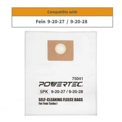 POWERTEC Fleece Bag Replacement for Fein Turbo I or II (Models 9-20-27, 9-20-28) (5-Pack) -Cheap POWERTEC Store powertec dust collector accessories 75041 c3 1000