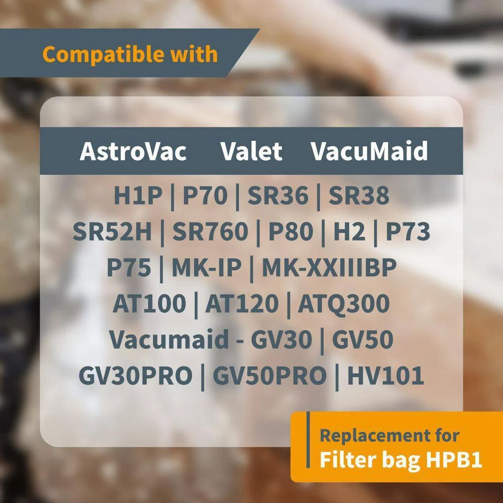 POWERTEC 3 Layer Non Woven Fabric Bag Replacement HPB1 Style Bags Fit AstroVac Valet and VacuMaid Model (3-Pack) 5 POWERTEC 3 Layer Non Woven Fabric Bag Replacement HPB1 Style Bags Fit AstroVac Valet and VacuMaid Model (3-Pack) - Image 3
