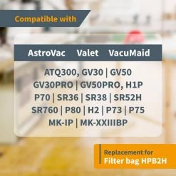 POWERTEC HEPA Filtered Vacuum Bag Replacement HPB2H Style Bags Fits AstroVac Valet and VacuMaid Model (9-Pack) -Cheap POWERTEC Store powertec dust collector accessories 75046 p3 c3 1000