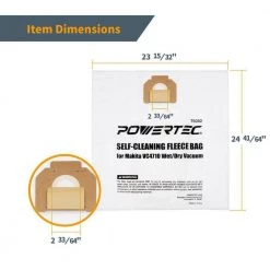POWERTEC Self-Cleaning Fleece Bag Replacement for Makita VC4710 Wet/Dry Vacuum (5-Pack) -Cheap POWERTEC Store powertec dust collector accessories 75052 4f 1000