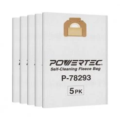 POWERTEC Self-Cleaning Fleece Bag Replacement for Makita VC4710 Wet/Dry Vacuum (5-Pack)