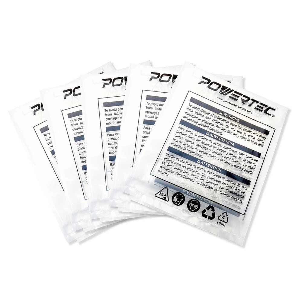 POWERTEC 20 in. Dia x 43 in. Clear Plastic Dust Collection Bag (5-Pack) 3 POWERTEC 20 in. Dia x 43 in. Clear Plastic Dust Collection Bag (5-Pack)