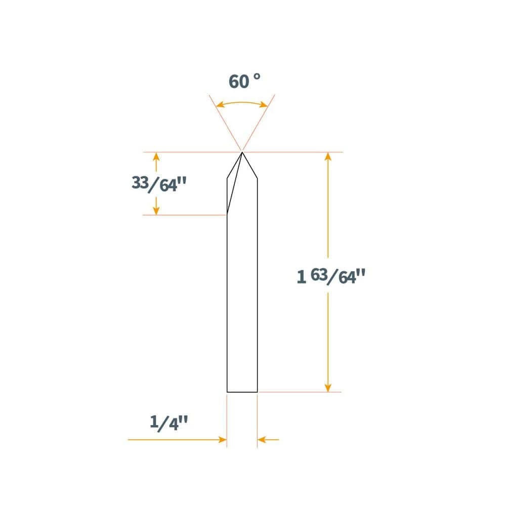 POWERTEC 60-Degree 1/4 in. Dia and 7/32 in. Cutting Point Length V-Groove Solid Carbide Router Bit 5 POWERTEC 60-Degree 1/4 in. Dia and 7/32 in. Cutting Point Length V-Groove Solid Carbide Router Bit - Image 3
