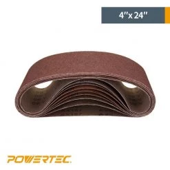 POWERTEC 4 in. x 24 in. 100-Grit Aluminum Oxide Sanding Belt (10-Pack) -Cheap POWERTEC Store powertec power sander accessories 110080 4f 1000