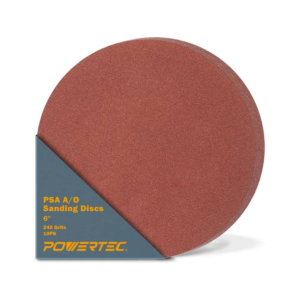 POWERTEC 6 in. 240 Grit PSA Aluminum Oxide Sanding Disc/Self Stick (10-Pack) 3 POWERTEC 6 in. 240 Grit PSA Aluminum Oxide Sanding Disc/Self Stick (10-Pack)