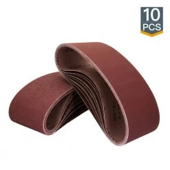 POWERTEC 3 in. x 21 in. 80-Grit Aluminum Oxide Sanding Belt (10-Pack)
