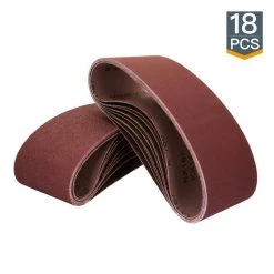 POWERTEC 3 in. x 21 in. 60/80/120/150/240/400-Grit Aluminum Oxide Sanding Belt Assortment (18-Pack)
