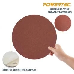 POWERTEC 12 in. 120 Grit PSA Aluminum Oxide Self Stick Sanding Disc (10-Pack) -Cheap POWERTEC Store powertec power sander accessories 110610 44 1000