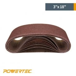 POWERTEC 3 in. x 18 in. 320-Grit Aluminum Oxide Sanding Belt (10-Pack) -Cheap POWERTEC Store powertec power sander accessories 110880 4f 1000