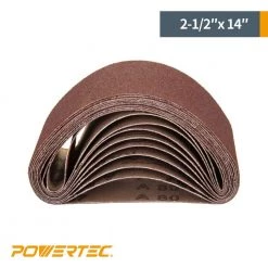 POWERTEC 2-1/2 in. x 14 in. 80-Grit Aluminum Oxide Sanding Belt (10Pack) -Cheap POWERTEC Store powertec power sander accessories 401408 4f 1000