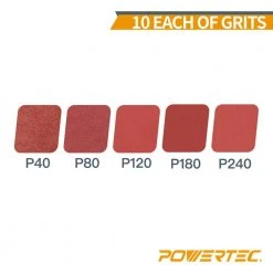 POWERTEC 1/2 in. x 18 in. 40/80/120/180/240 Grit Sanding Belt Assortment for Belt Sander, Aluminum Oxide, (50-Pack) -Cheap POWERTEC Store powertec power sander accessories 40182 1 c3 1000
