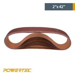 POWERTEC 2 in. x 42 in. 60/80/120/150/240/400-Grit Aluminum Oxide Sanding Belt Assortment (12-Pack) -Cheap POWERTEC Store powertec power sander accessories 42420 1 4f 1000