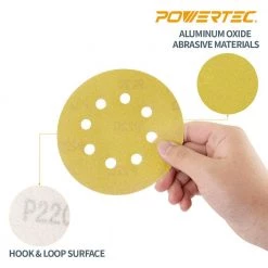 POWERTEC 5 in. 80-Grit, 100-Grit, 120-Grit, 150-Grit, 220-Grit 8-Hole A/O Hook and Loop Sanding Disc Assortment in Gold (50-Pack) 11 POWERTEC 5 in. 80-Grit, 100-Grit, 120-Grit, 150-Grit, 220-Grit 8-Hole A/O Hook and Loop Sanding Disc Assortment in Gold (50-Pack) -Cheap POWERTEC Store powertec power sander accessories 44000xg 50 1f 1000