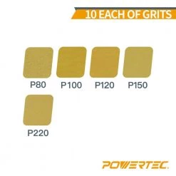 POWERTEC 5 in. 80-Grit, 100-Grit, 120-Grit, 150-Grit, 220-Grit 8-Hole A/O Hook and Loop Sanding Disc Assortment in Gold (50-Pack) 9 POWERTEC 5 in. 80-Grit, 100-Grit, 120-Grit, 150-Grit, 220-Grit 8-Hole A/O Hook and Loop Sanding Disc Assortment in Gold (50-Pack) -Cheap POWERTEC Store powertec power sander accessories 44000xg 50 c3 1000