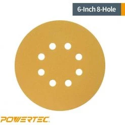 POWERTEC 6 in. A/O Hook and Loop 8-Hole Sanding Disc Assortment Grits 80,100,120,150,220 in Gold (50-Pack) 9 POWERTEC 6 in. A/O Hook and Loop 8-Hole Sanding Disc Assortment Grits 80,100,120,150,220 in Gold (50-Pack) -Cheap POWERTEC Store powertec power sander accessories 44200xg 50 4f 1000