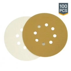 POWERTEC 6 in. 8-Hole 60-Grit Gold Hook and Loop Sanding Disc (100-Pack) -Cheap POWERTEC Store powertec power sander accessories 44206g 50 p2 1f 1000