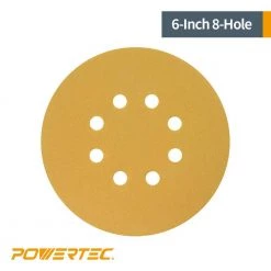 POWERTEC 6 in. 8-Hole 60-Grit Gold Hook and Loop Sanding Disc (100-Pack) -Cheap POWERTEC Store powertec power sander accessories 44206g 50 p2 4f 1000