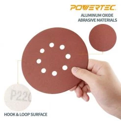 POWERTEC 6 in. 240-Grit Aluminum Oxide Hook and Loop 8-Hole Disc (25-Pack) 10 POWERTEC 6 in. 240-Grit Aluminum Oxide Hook and Loop 8-Hole Disc (25-Pack) -Cheap POWERTEC Store powertec power sander accessories 45124 1f 1000
