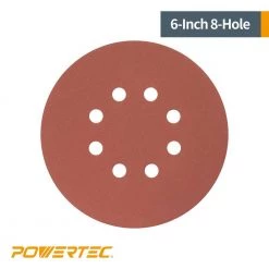 POWERTEC 6 in. 320-Grit Aluminum Oxide Hook and Loop 8-Hole Disc (25-Pack) -Cheap POWERTEC Store powertec power sander accessories 45132 4f 1000