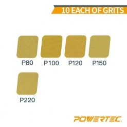 POWERTEC 6 in. A/O Hook and Loop 6-Hole Sanding Disc Assortment Grits 80,100,120,150,220 in Gold (50-Pack) 9 POWERTEC 6 in. A/O Hook and Loop 6-Hole Sanding Disc Assortment Grits 80,100,120,150,220 in Gold (50-Pack) -Cheap POWERTEC Store powertec power sander accessories 45200xg 50 4f 1000