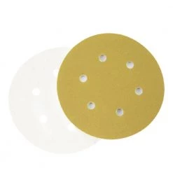 POWERTEC 6 in. A/O Hook and Loop 6-Hole Sanding Disc Assortment Grits 80,100,120,150,220 in Gold (50-Pack)