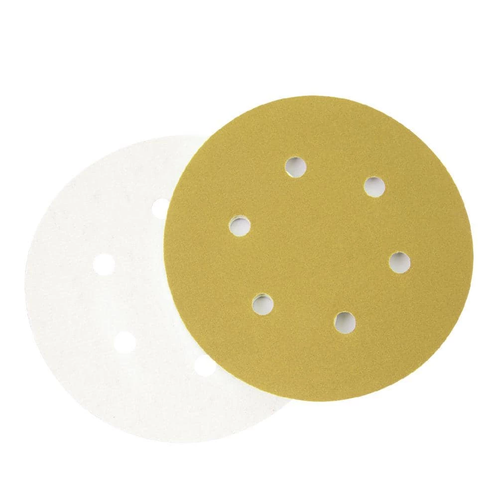 POWERTEC 6 in. A/O Hook and Loop 6-Hole Sanding Disc Assortment Grits 80,100,120,150,220 in Gold (50-Pack) 3 POWERTEC 6 in. A/O Hook and Loop 6-Hole Sanding Disc Assortment Grits 80,100,120,150,220 in Gold (50-Pack)