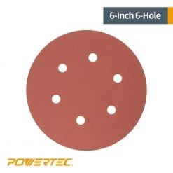 POWERTEC 6 in. A/O Hook & Loop 6-Hole Disc Assortment 15-Pieces of each grits: 40/60/80/120/180/240/320 (105-Pack) -Cheap POWERTEC Store powertec power sander accessories 45201 4f 1000