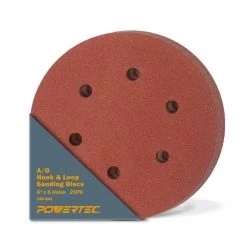 POWERTEC 6 in. 120-Grit Aluminum Oxide Hook and Loop 6-Hole Disc (25-Pack)